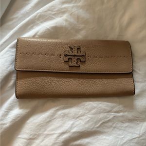Tory Burch McGraw nude/cream leather wallet